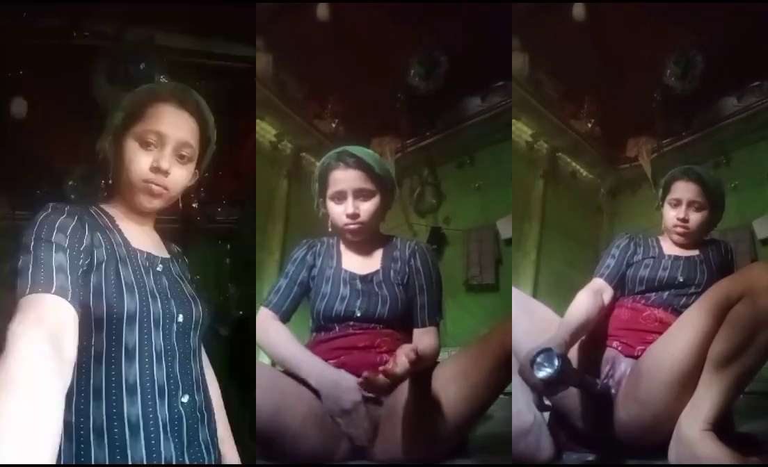 Sexy Innocent Girl Masturbating with Torch Light Watch