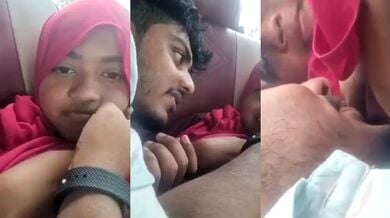 Cute Hijabi Muslim girl’s Boobs Sucked the Car Watch