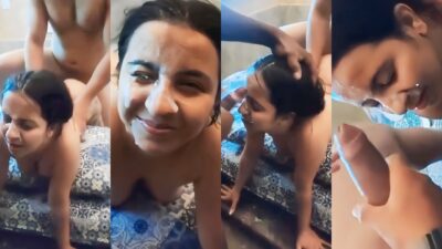 Horny GF Threesome Fuck Getting Cum Shower Watch